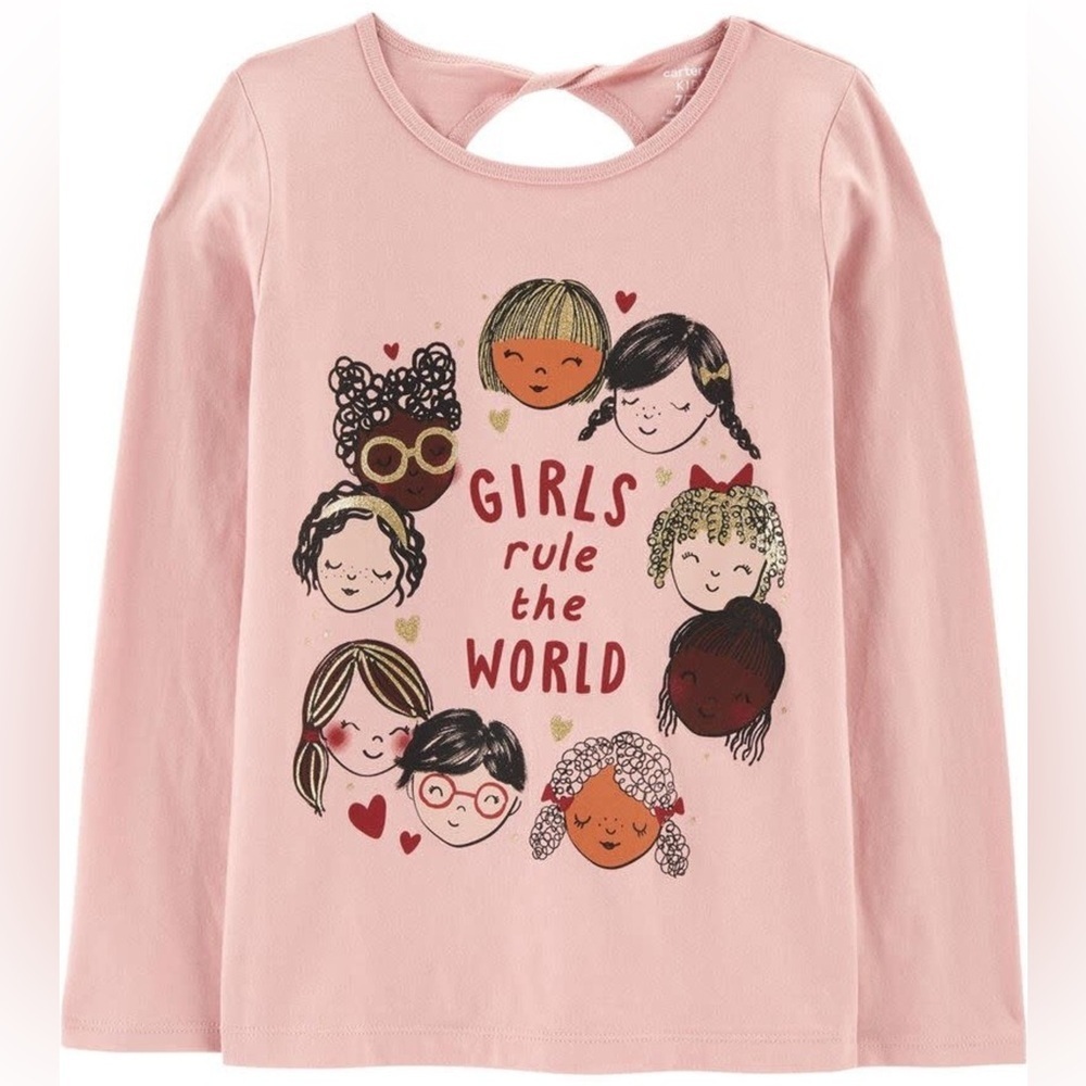 Carter's Toddler Girls “Rule The World” Long Sleeve Jersey T-Shirt, Size 2T